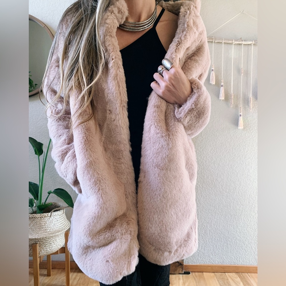 Tickled Pink Faux Fur Coat